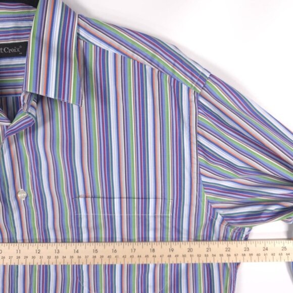 St. Croix MADE IN ITALY Multicolor Striped Long Sleeve‎ Button Up Shirt MEDIUM - Picture 5 of 10